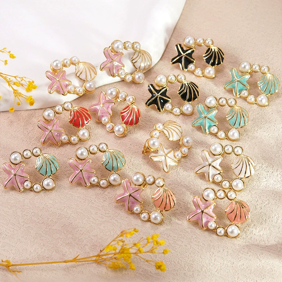 Wholesale Dripping Oil Style Animal Zodiac Pattern Stainless Steel Earrings For Women