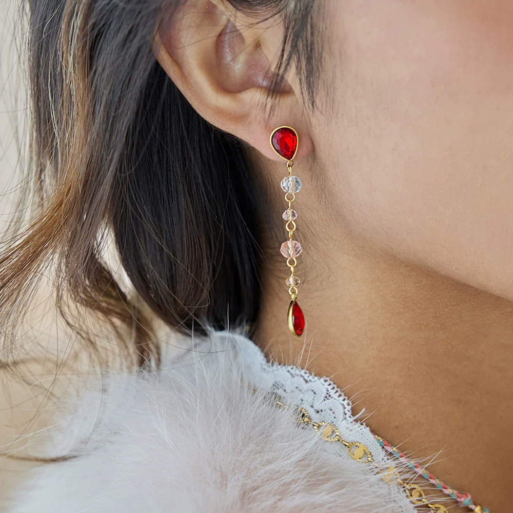 Wholesale Dropshaped Geometric Minimalist Stainless Steel Tassel Earrings For Women - Image 2