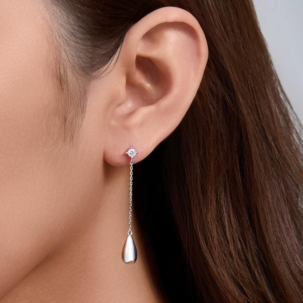 Wholesale Dropshaped Tassel Sterling Silver Earrings For Women In Simple Cold Style - Image 4