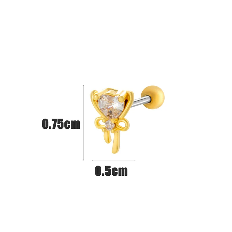 Wholesale Ear Bone Nail Copper Inlaid Zircon Stainless Steel Heart Pattern Electroplated For Women Girly Princess Style - Image 7
