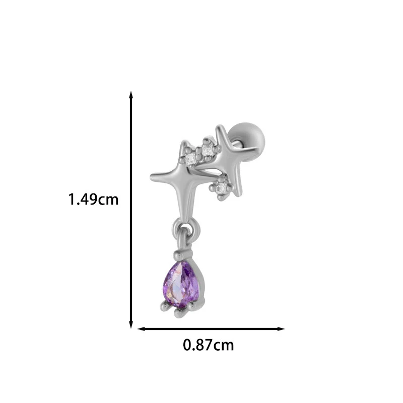Wholesale Ear Bone Nail Copper Inlaid Zircon Stainless Steel Princess Style Heart Pattern Electroplated For Women - Image 11