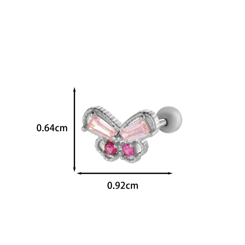Wholesale Ear Bone Nail Copper Inlaid Zircon Stainless Steel Princess Style Heart Pattern Electroplated For Women - Image 13