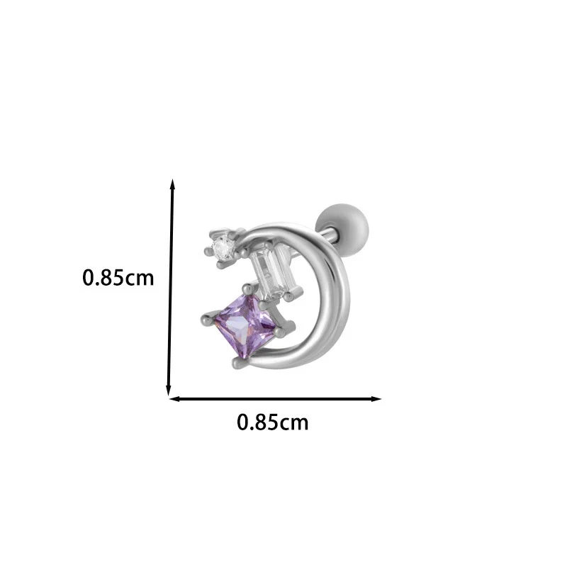 Wholesale Ear Bone Nail Copper Inlaid Zircon Stainless Steel Princess Style Heart Pattern Electroplated For Women - Image 14