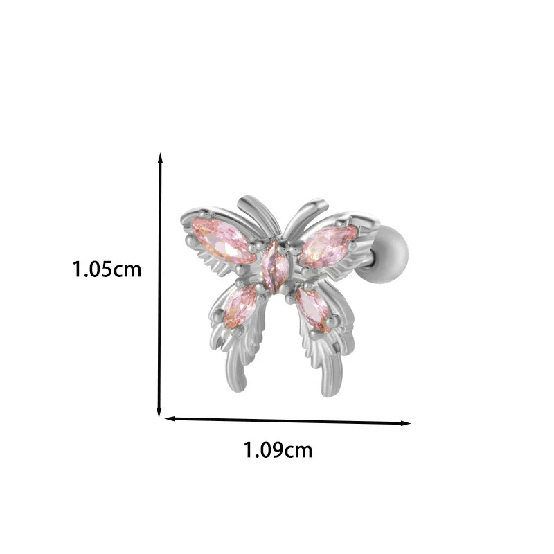 Wholesale Ear Bone Nail Copper Inlaid Zircon Stainless Steel Princess Style Heart Pattern Electroplated For Women - Image 3