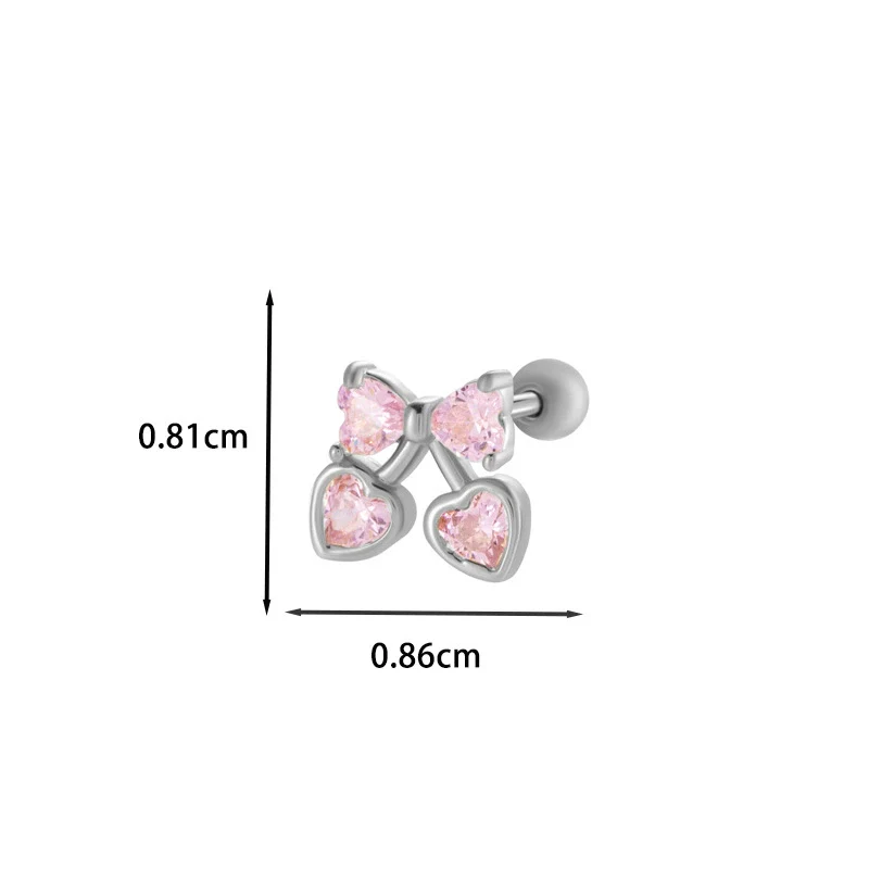 Wholesale Ear Bone Nail Copper Inlaid Zircon Stainless Steel Princess Style Heart Pattern Electroplated For Women - Image 5