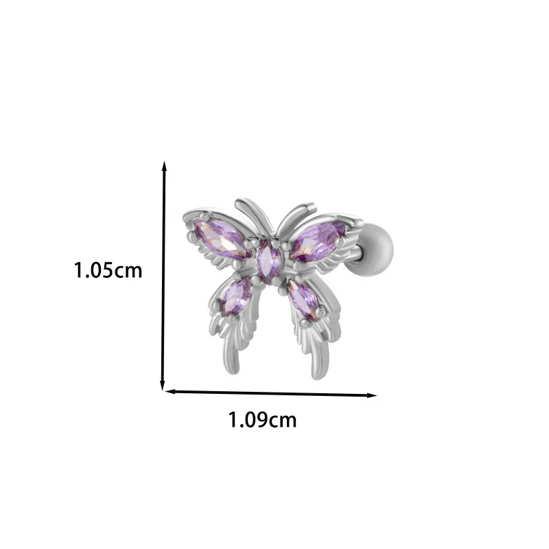 Wholesale Ear Bone Nail Copper Inlaid Zircon Stainless Steel Princess Style Heart Pattern Electroplated For Women - Image 6