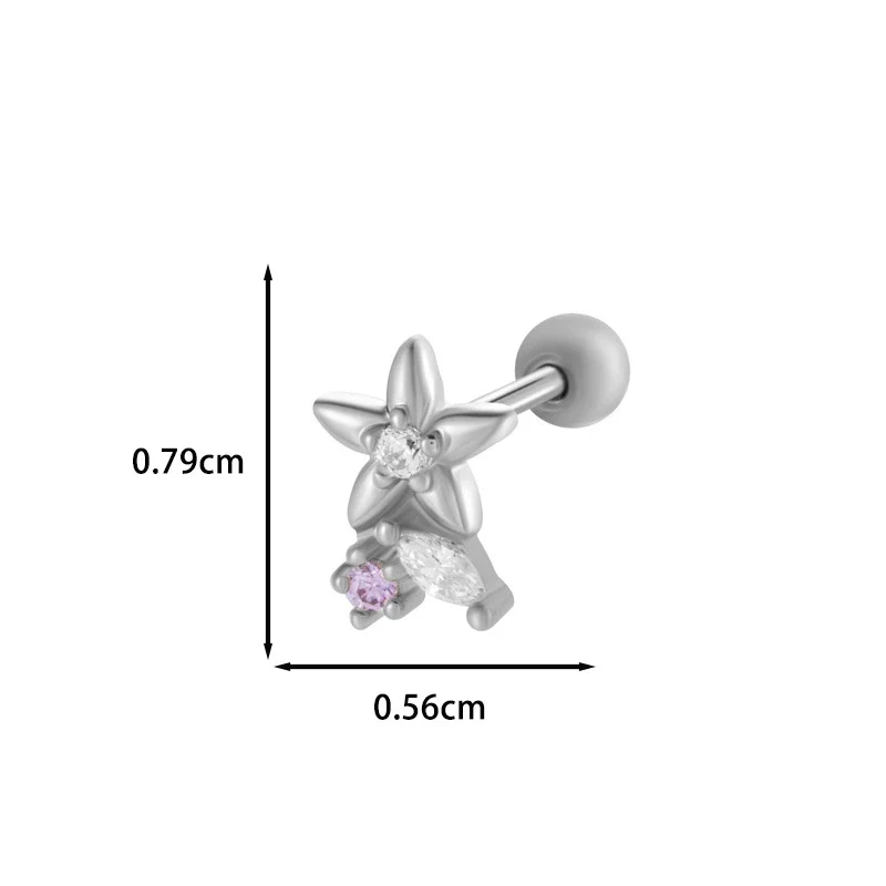 Wholesale Ear Bone Nail Copper Inlaid Zircon Stainless Steel Princess Style Heart Pattern Electroplated For Women - Image 9