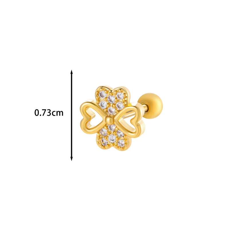 Wholesale Ear Bone Nail Stainless Steel Copper Inlaid Zircon Girlish Butterfly Bow Heart Pattern Electroplated - Image 10