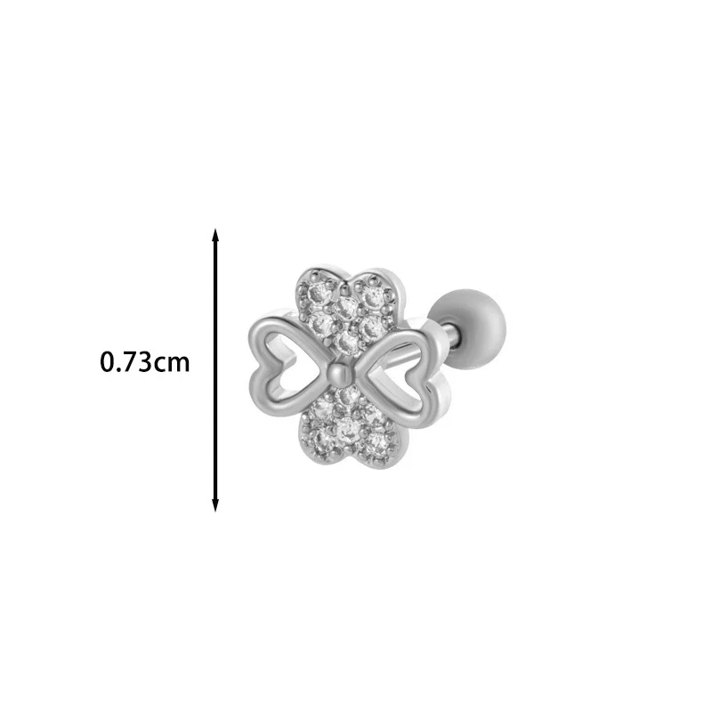 Wholesale Ear Bone Nail Stainless Steel Copper Inlaid Zircon Girlish Butterfly Bow Heart Pattern Electroplated - Image 11