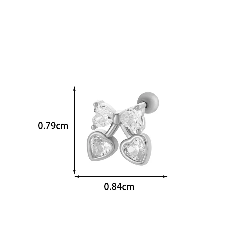 Wholesale Ear Bone Nail Stainless Steel Copper Inlaid Zircon Girlish Butterfly Bow Heart Pattern Electroplated - Image 15