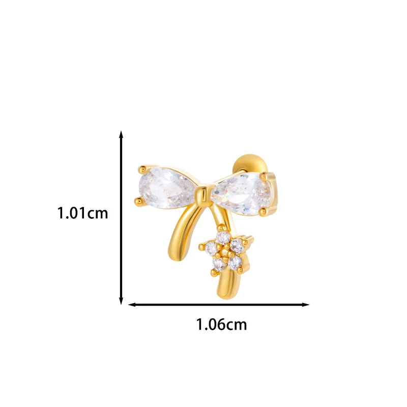 Wholesale Ear Bone Nail Stainless Steel Copper Inlaid Zircon Girlish Butterfly Bow Heart Pattern Electroplated - Image 20