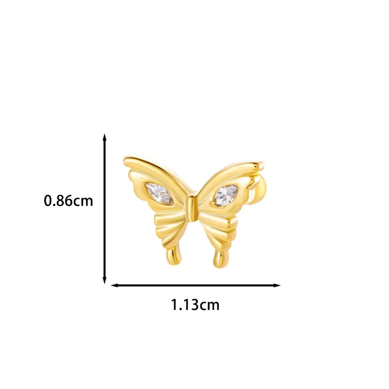 Wholesale Ear Bone Nail Stainless Steel Copper Inlaid Zircon Girlish Butterfly Bow Heart Pattern Electroplated - Image 22