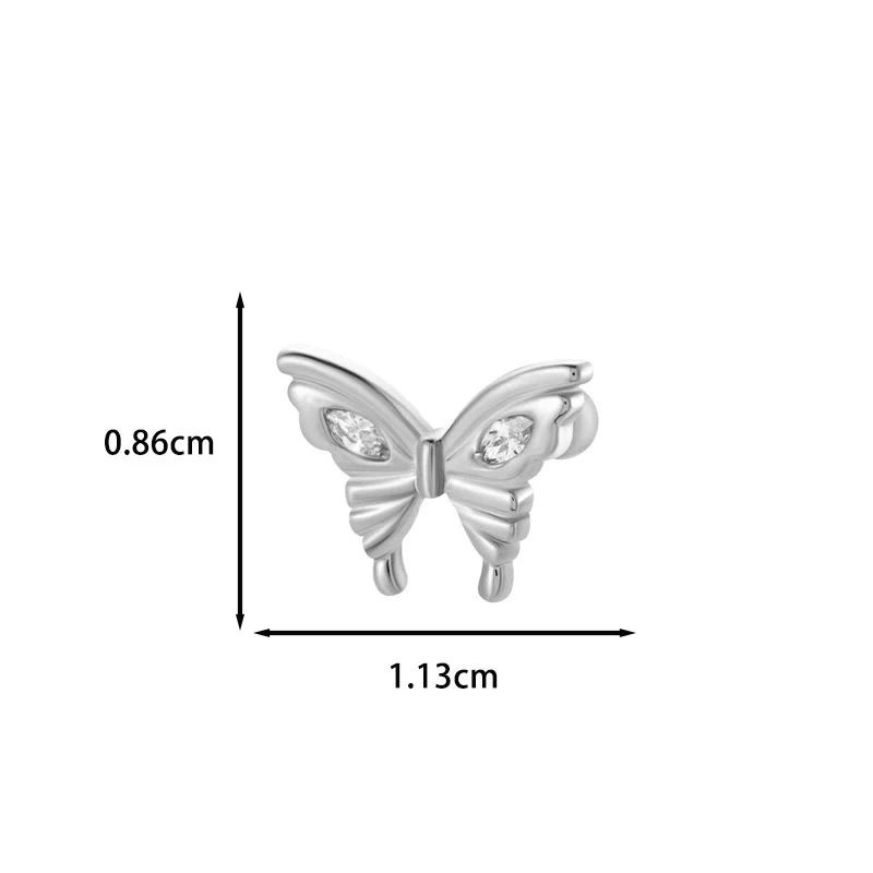 Wholesale Ear Bone Nail Stainless Steel Copper Inlaid Zircon Girlish Butterfly Bow Heart Pattern Electroplated - Image 23