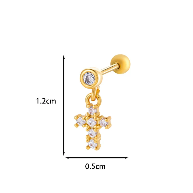 Wholesale Ear Bone Nail Stainless Steel Copper Inlaid Zircon Girlish Butterfly Bow Heart Pattern Electroplated - Image 24
