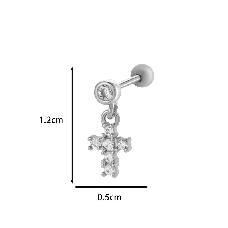 Wholesale Ear Bone Nail Stainless Steel Copper Inlaid Zircon Girlish Butterfly Bow Heart Pattern Electroplated - Image 25