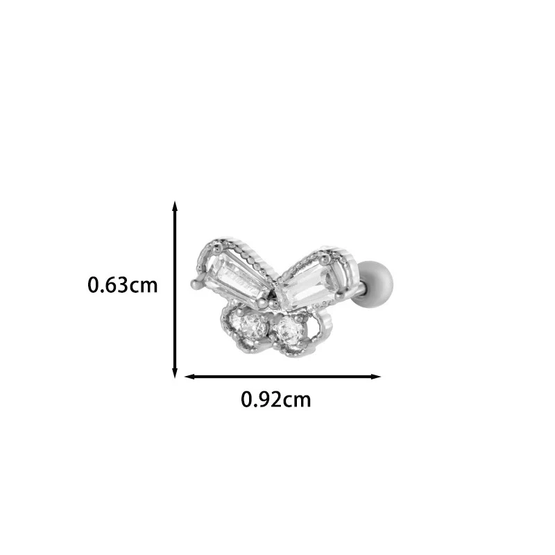Wholesale Ear Bone Nail Stainless Steel Copper Inlaid Zircon Girlish Butterfly Bow Heart Pattern Electroplated - Image 7