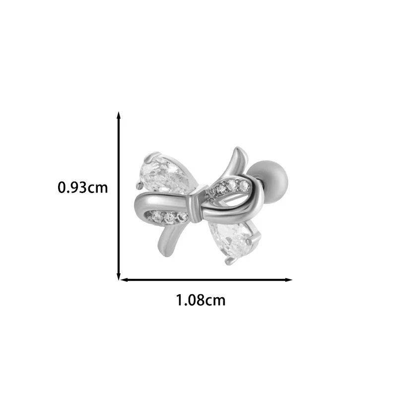 Wholesale Ear Bone Nail Stainless Steel Copper Inlaid Zircon Girlish Butterfly Bow Heart Pattern Electroplated - Image 9