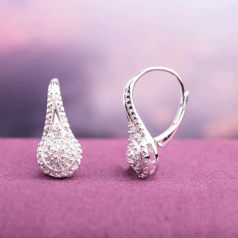 Wholesale Ear Jewelry Copper Geometric Round Earrings Inlaid Zircon Platinum Plated - Image 2