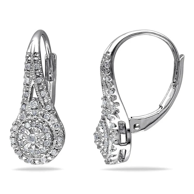Wholesale Ear Jewelry Copper Geometric Round Earrings Inlaid Zircon Platinum Plated - Image 4