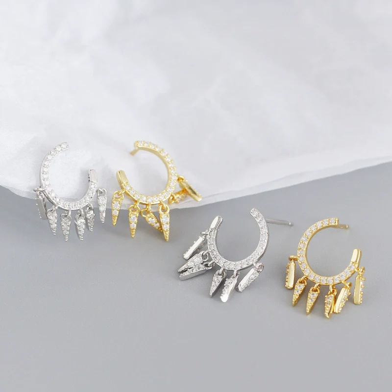 Wholesale Ear Stud Jewelry S925 Sterling Silver Geometric Design Electroplated For Women - Image 3