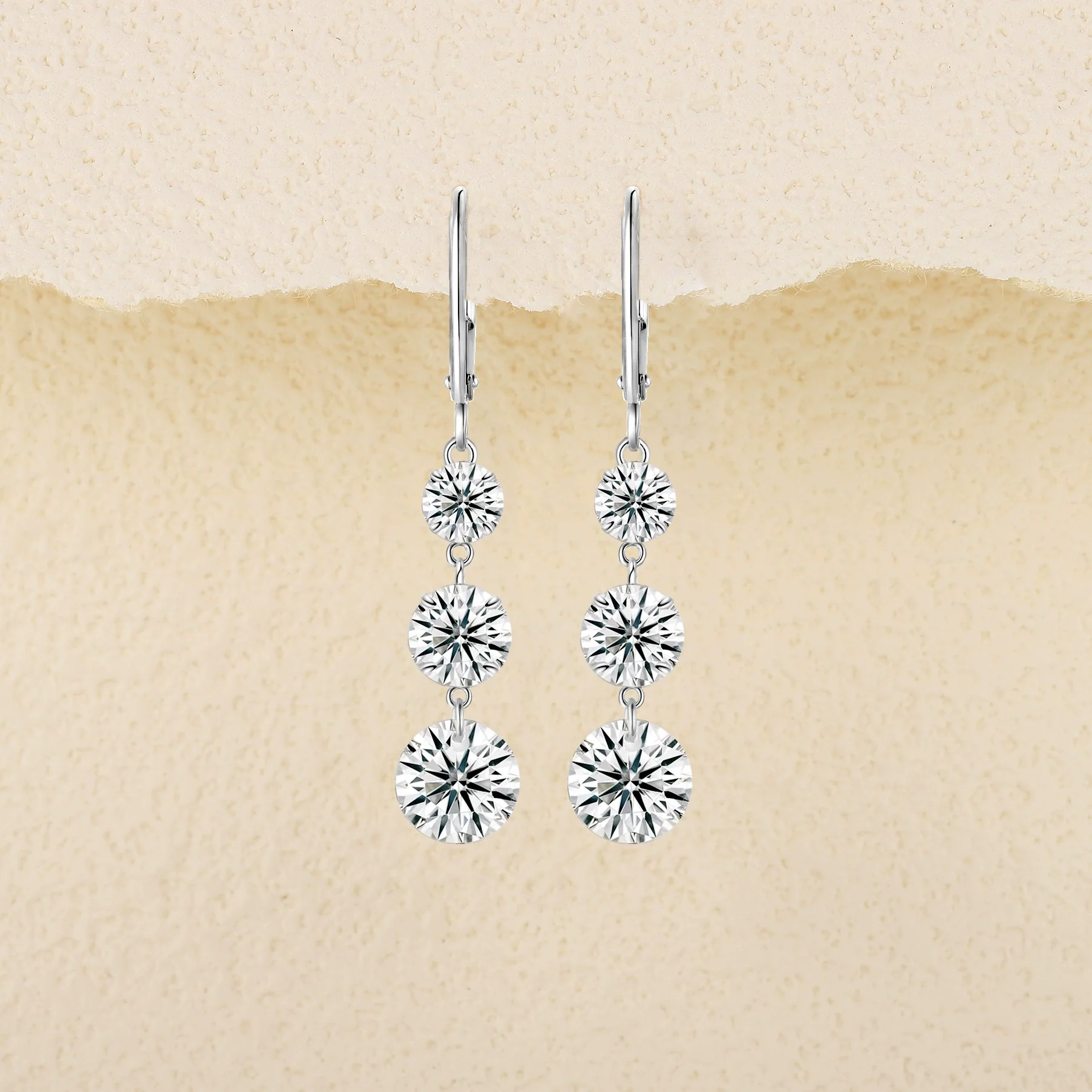 Wholesale Earrings 925 Silver Geometric Moissanite Inlay