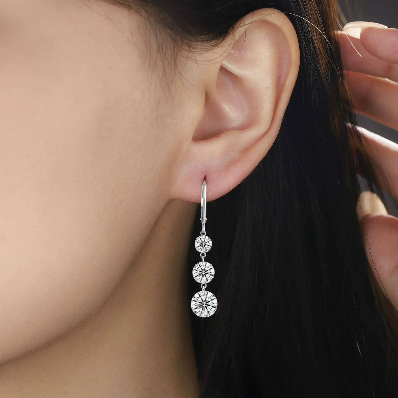 Wholesale Earrings 925 Silver Geometric Moissanite Inlay - Image 3