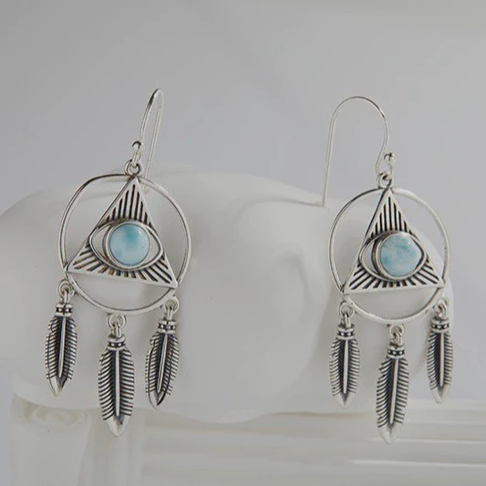 Wholesale Earrings 925 Sterling Silver Inlaid Natural Sea Grain Stone Dropshaped Hollow Tassel Light Luxury Style - Image 2