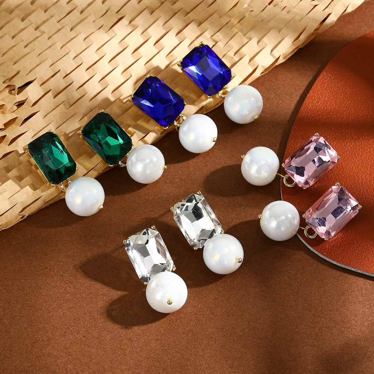 Wholesale Earrings Alloy Material Geometric Style Diamond Design - Image 3
