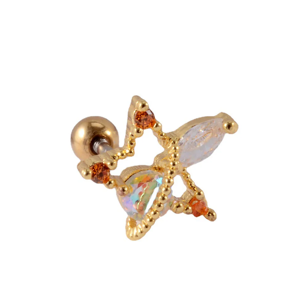 Wholesale Earrings Copper Candycolored Dreamchasing Dragonfly Animal Electroplated Heart Shape - Image 5