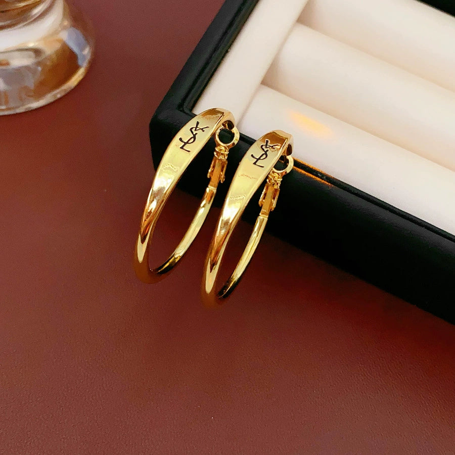 Wholesale Earrings Copper Geometric Letter Electroplated Highend For Women - Image 5