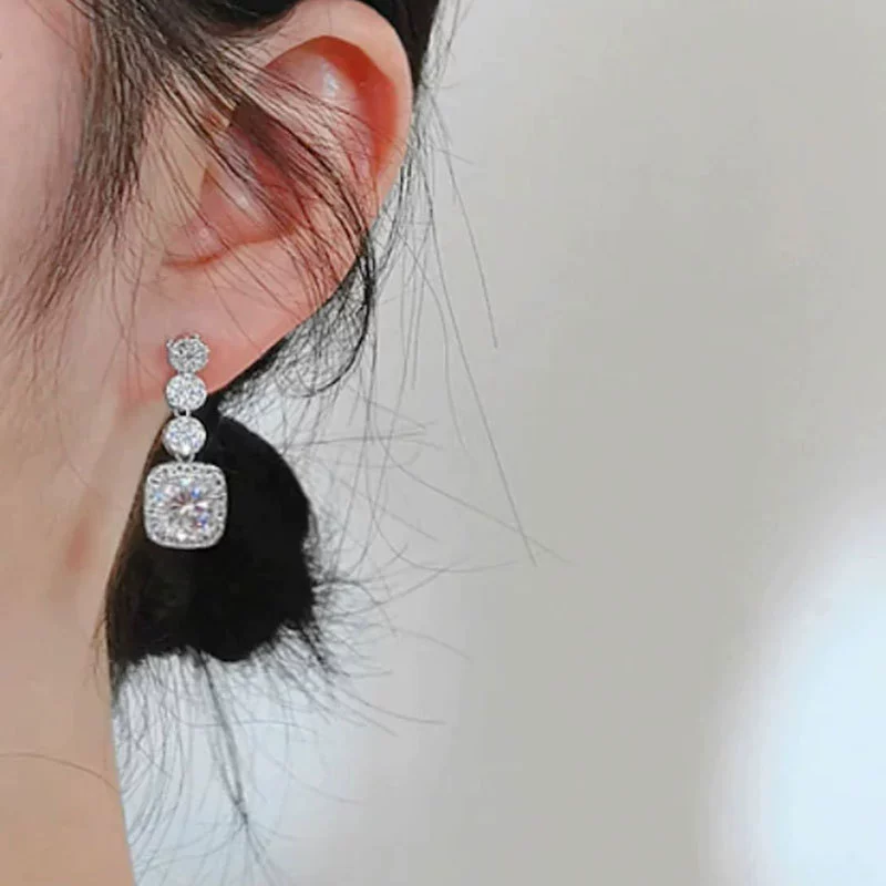 Wholesale Earrings Copper Geometric Square Micro Inlay Full Diamond Elegant Women's - Image 3