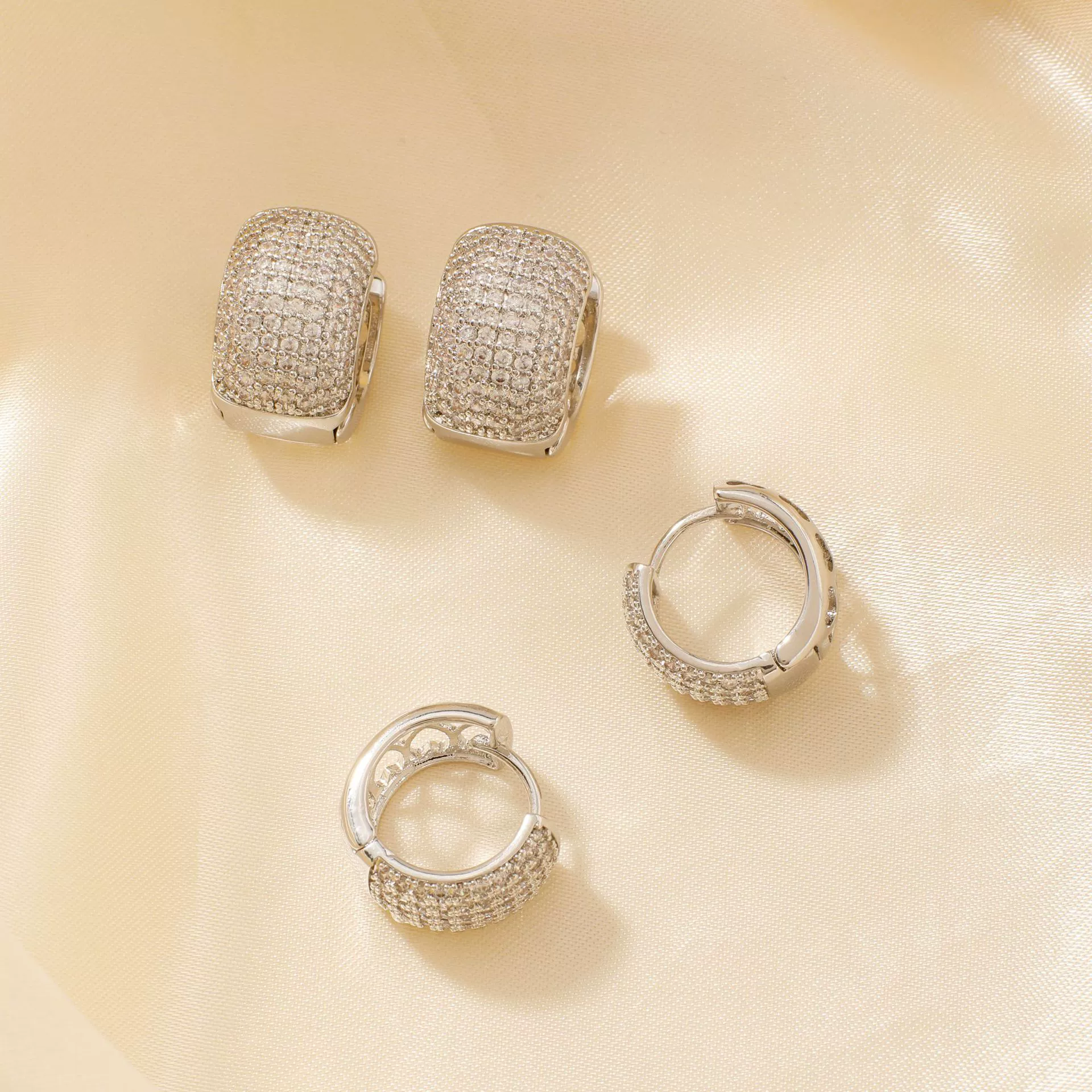 Wholesale Earrings Copper Geometric Zircon Inlaid Retro Light Luxury Minimalist Style - Image 4