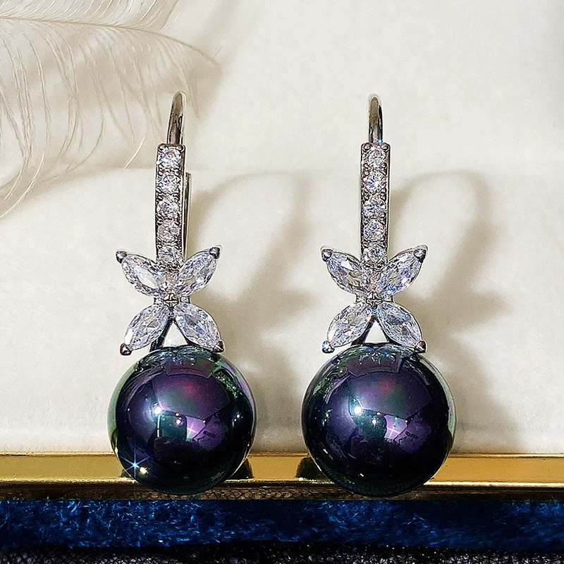 Wholesale Earrings Copper Imitation Pearl Flower Micro Set Zircon - Image 3
