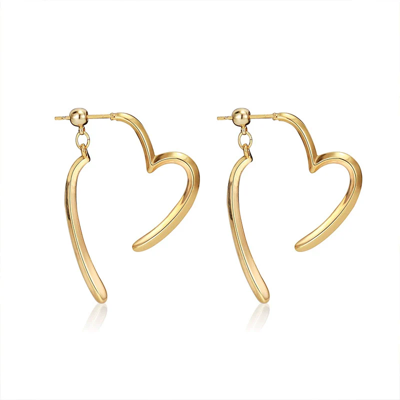 Wholesale Earrings Copper Plated 14K Gold Heart Shape Cross Style For Women - Image 5
