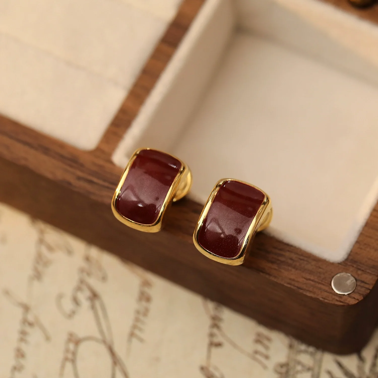 Wholesale Earrings Copper Purple Pearl Geometric Light Luxury Enamel Electroplating For Women - Image 9