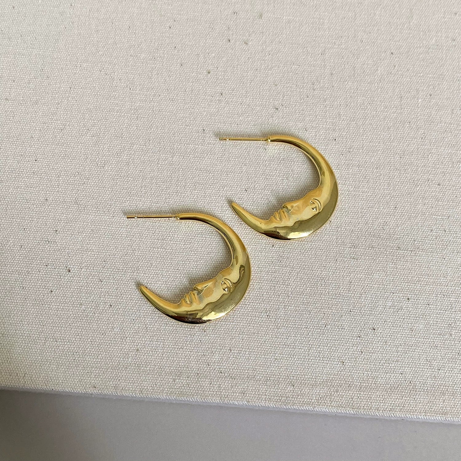 Wholesale Earrings Copper Real Gold Plated Retro Art Geometric Moon Figure Women's - Image 2