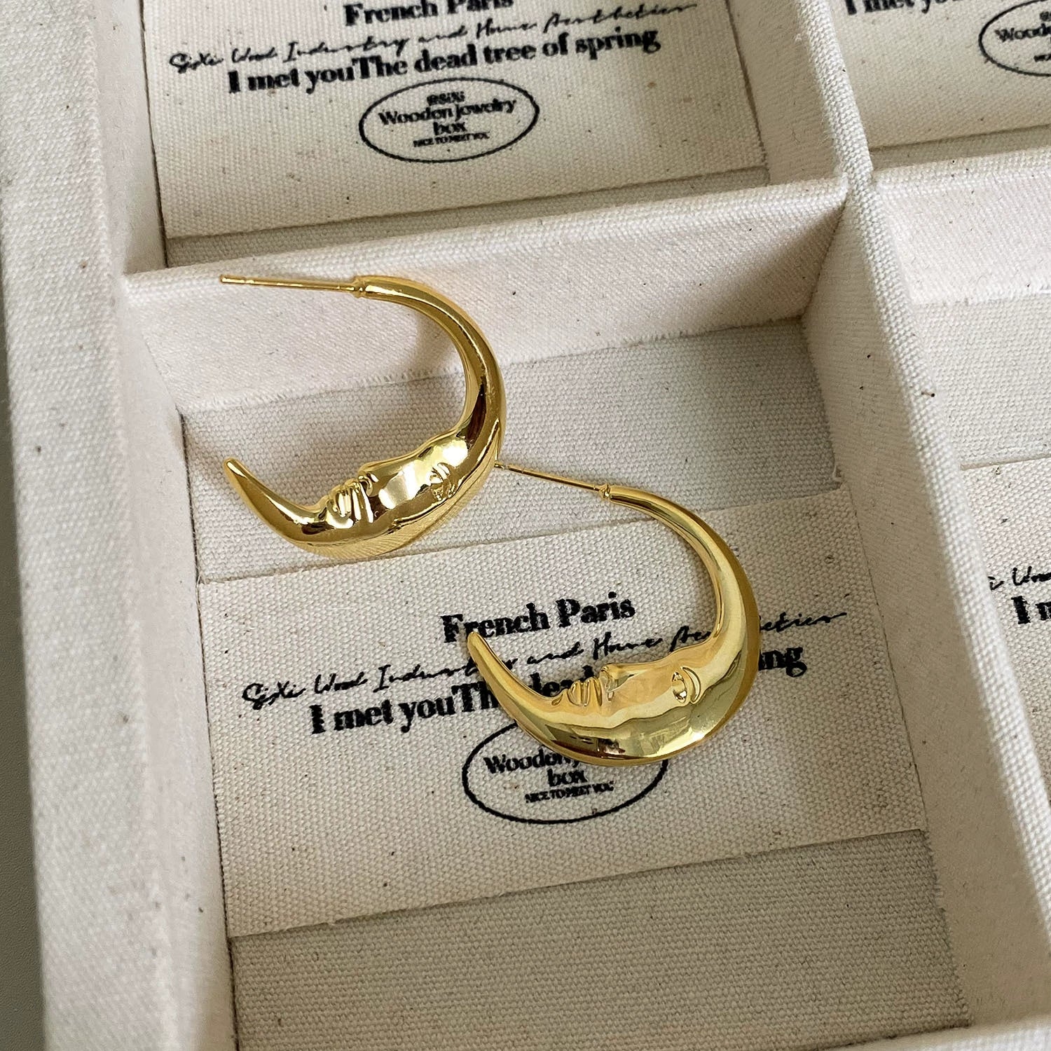 Wholesale Earrings Copper Real Gold Plated Retro Art Geometric Moon Figure Women's - Image 3