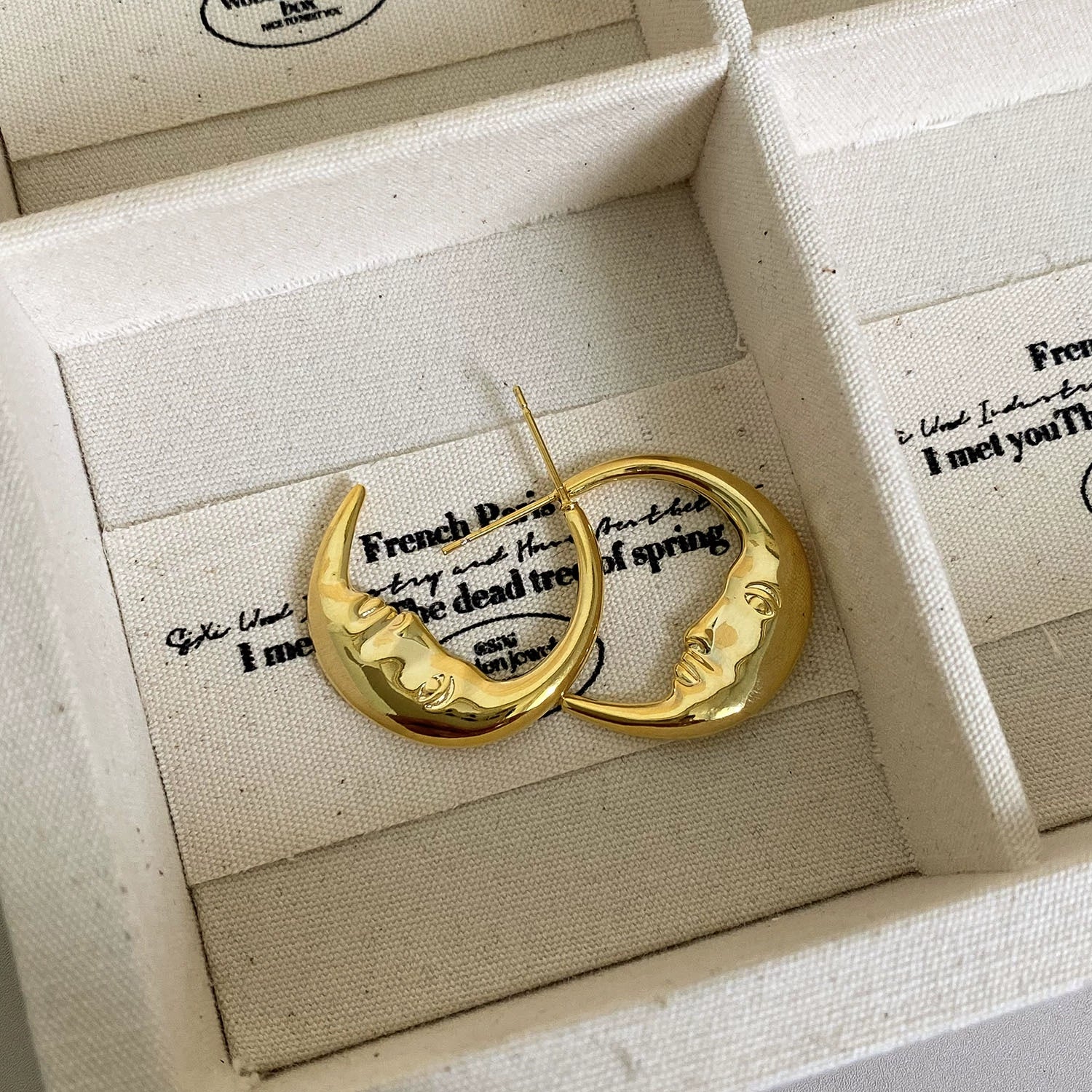 Wholesale Earrings Copper Real Gold Plated Retro Art Geometric Moon Figure Women's - Image 4