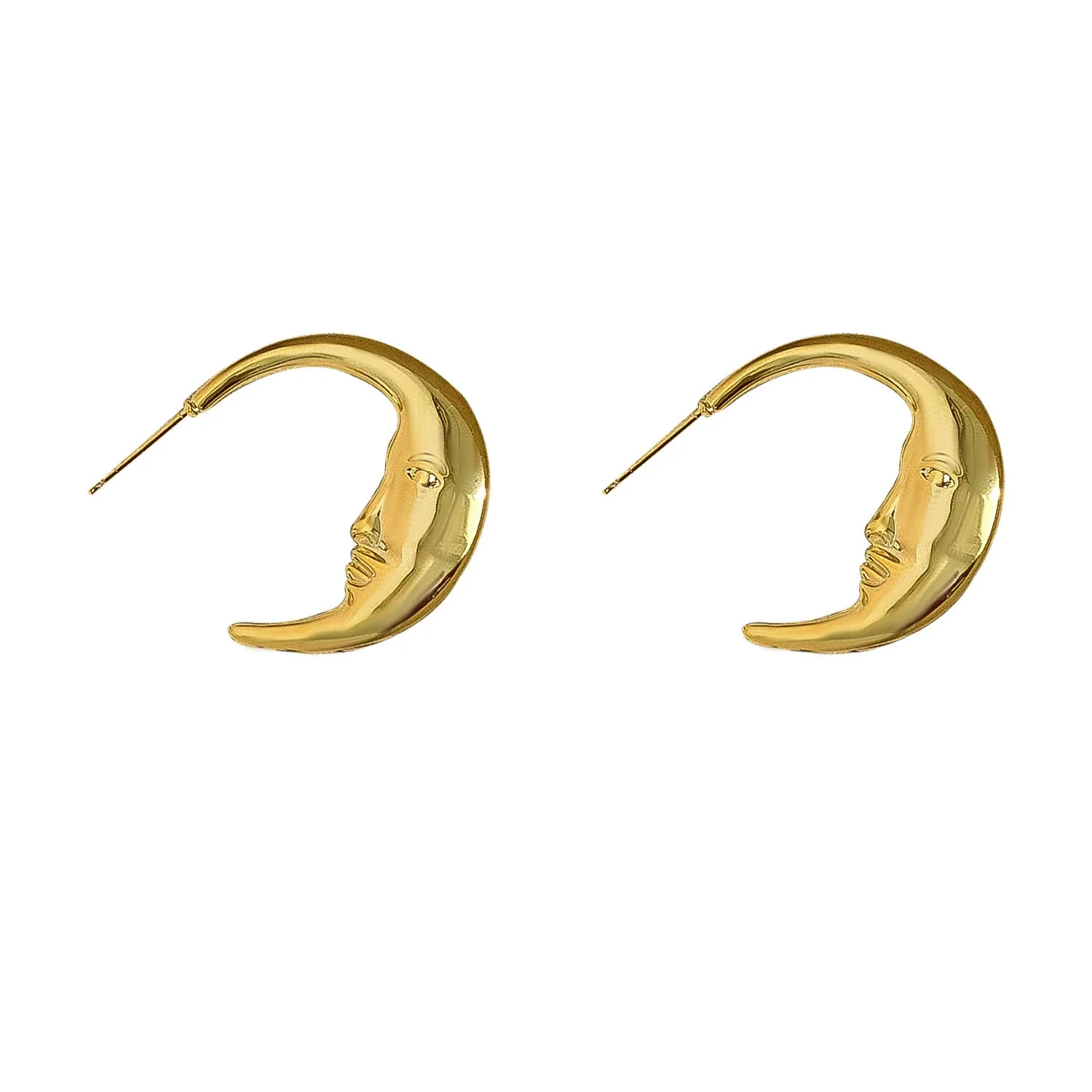 Wholesale Earrings Copper Real Gold Plated Retro Art Geometric Moon Figure Women's - Image 5