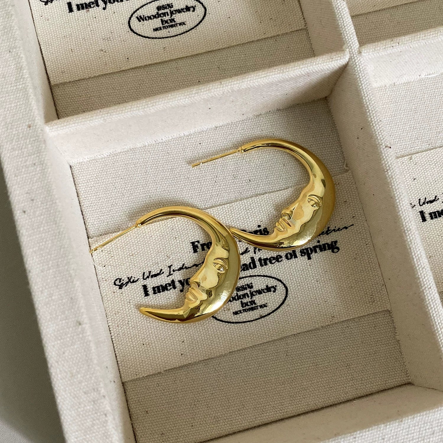 Wholesale Earrings Copper Real Gold Plated Retro Art Geometric Moon Figure Women's - Image 6