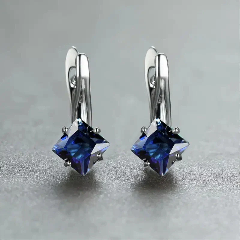 Wholesale Earrings Copper Rhombus Geometric Inlaid Zircon Design For Women - Image 2