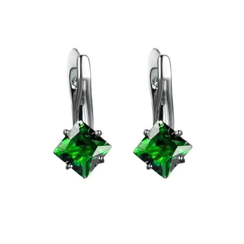 Wholesale Earrings Copper Rhombus Geometric Inlaid Zircon Design For Women - Image 5