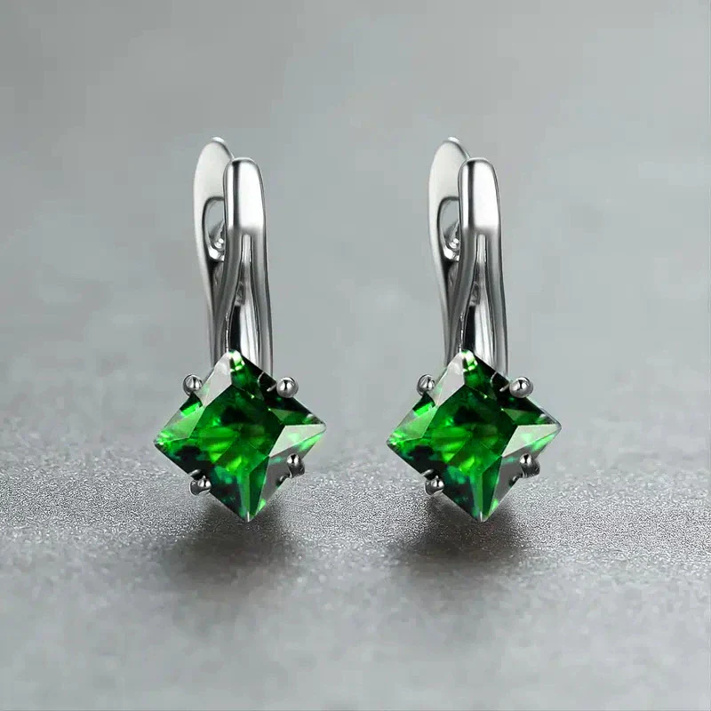Wholesale Earrings Copper Rhombus Geometric Inlaid Zircon Design For Women - Image 6