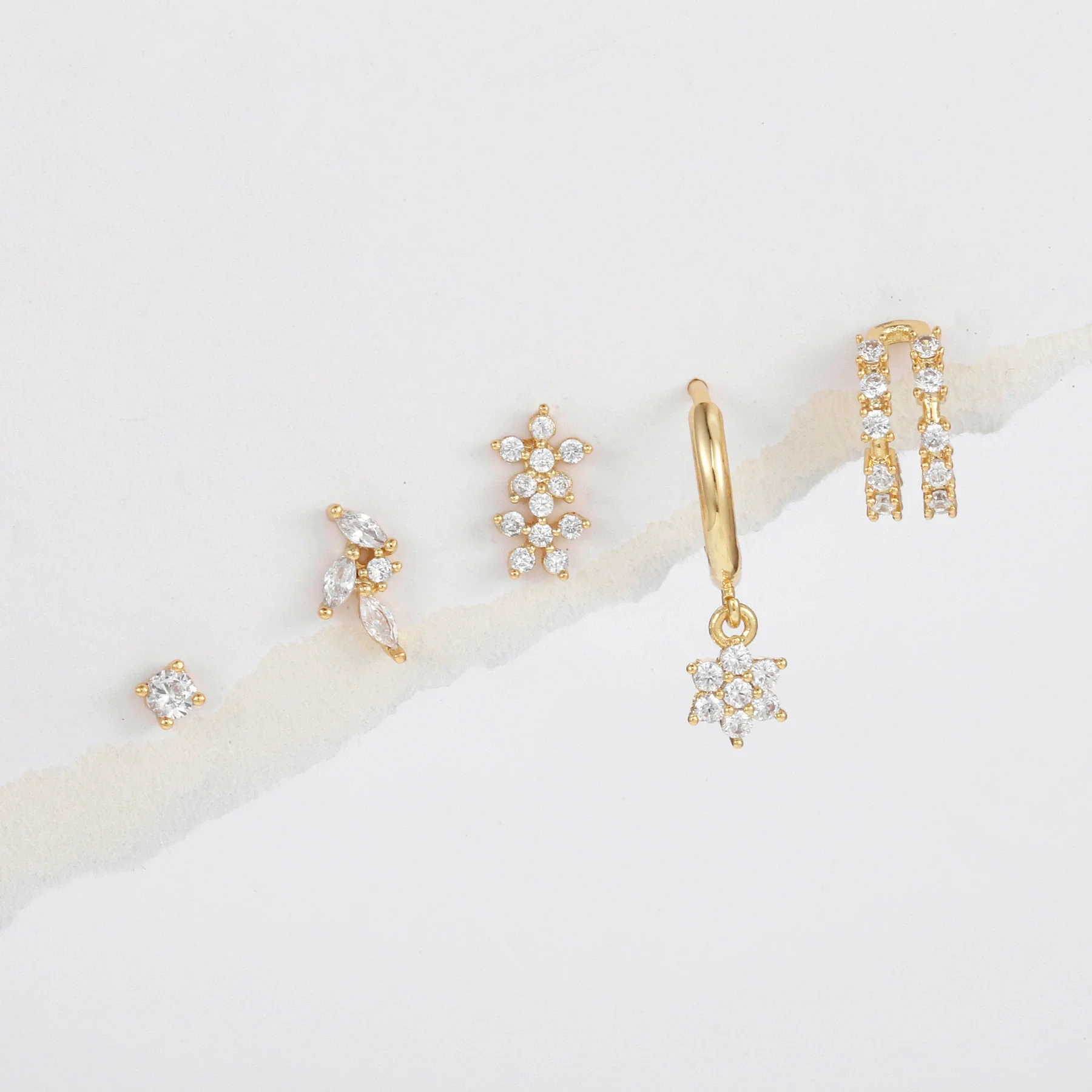 Wholesale Earrings Copper S925 Silver Inlaid Zircon Geometric Flower Style For Women - Image 2