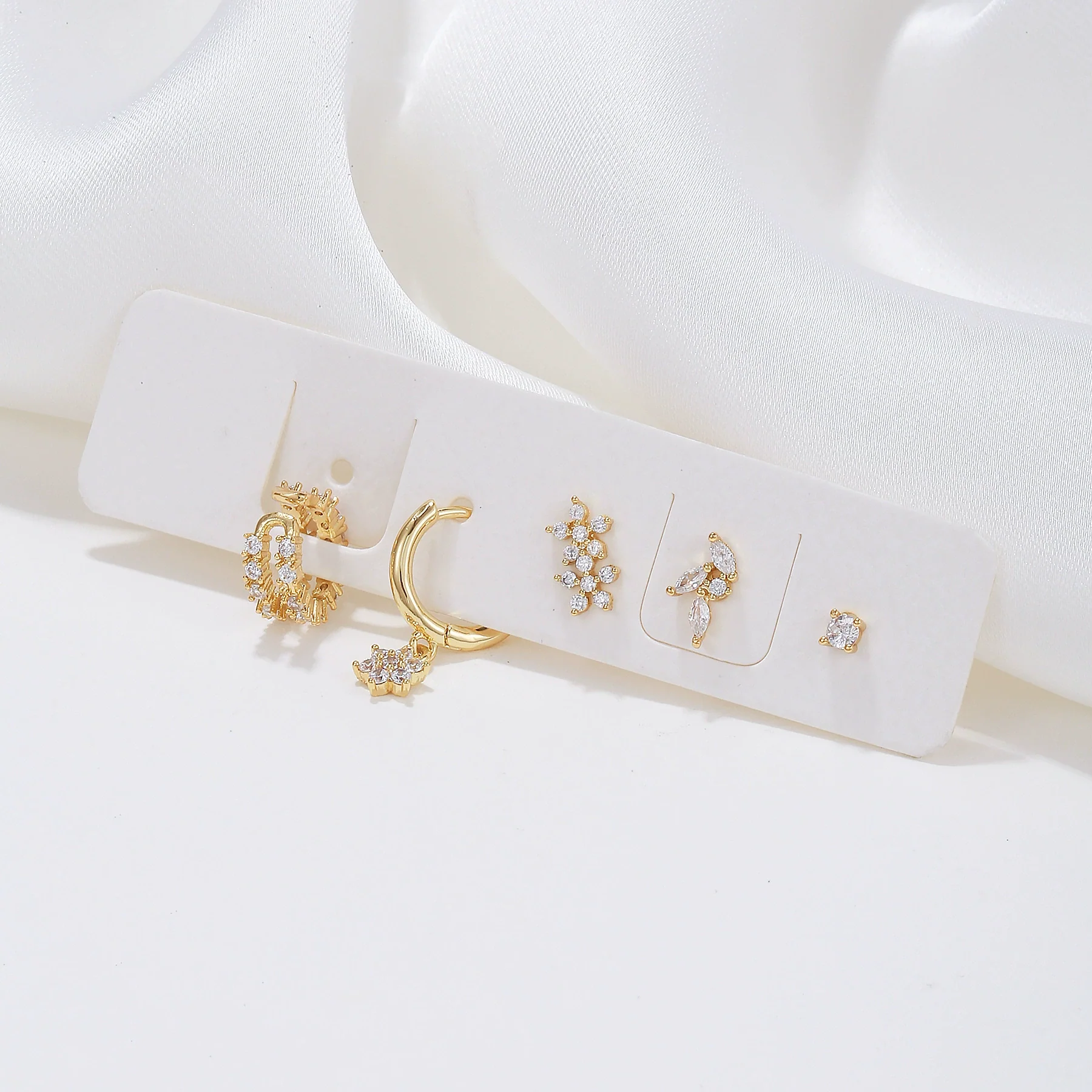Wholesale Earrings Copper S925 Silver Inlaid Zircon Geometric Flower Style For Women - Image 4
