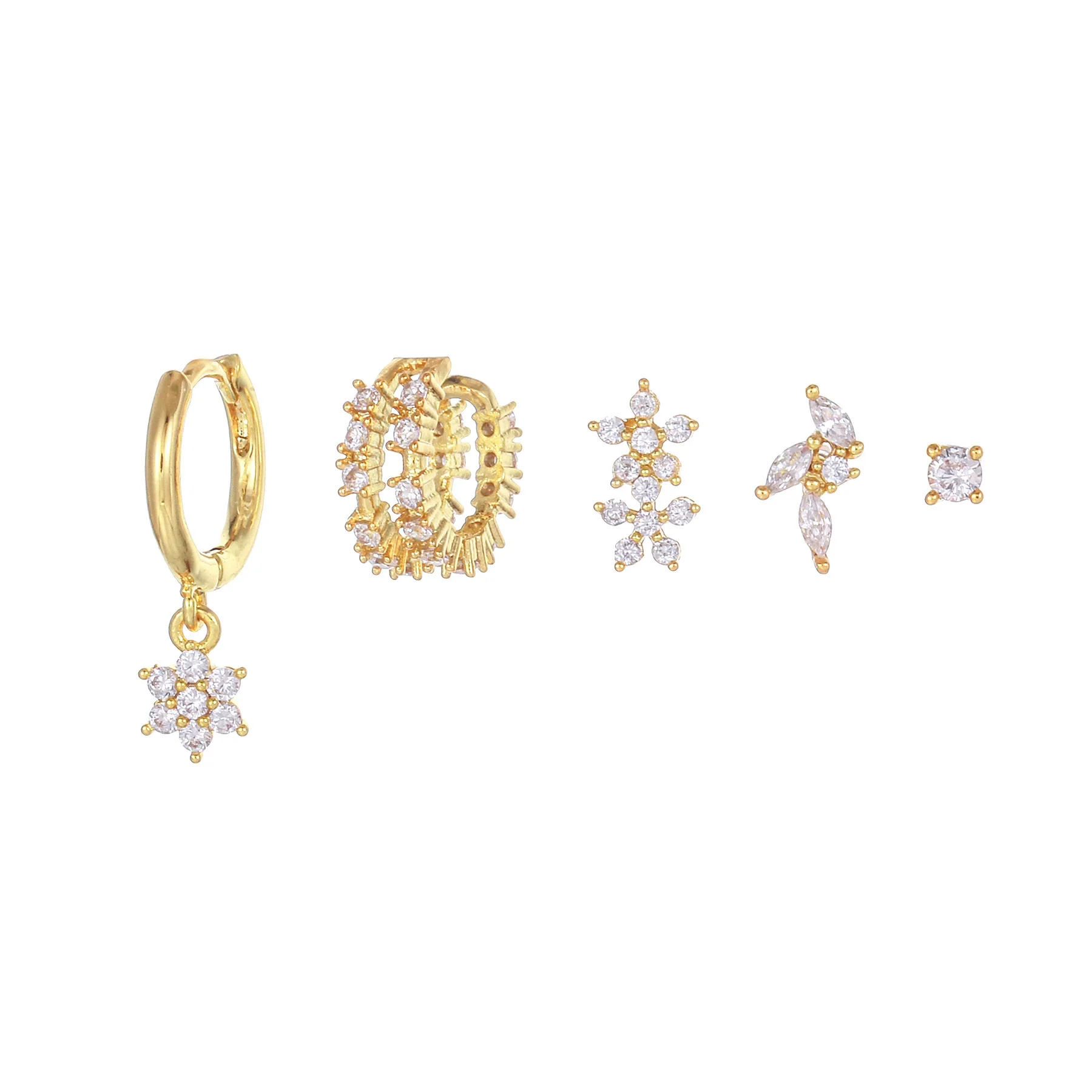 Wholesale Earrings Copper S925 Silver Inlaid Zircon Geometric Flower Style For Women - Image 5