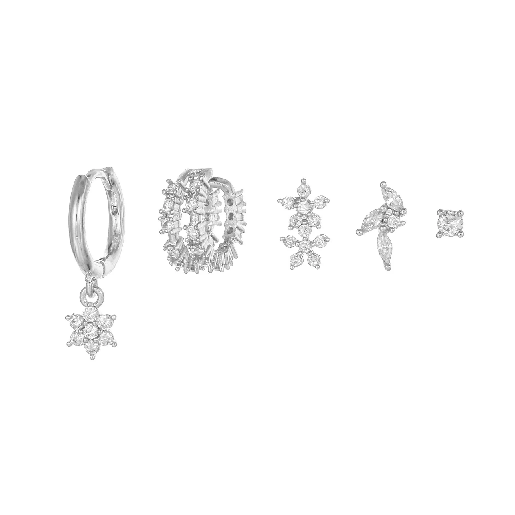Wholesale Earrings Copper S925 Silver Inlaid Zircon Geometric Flower Style For Women - Image 6