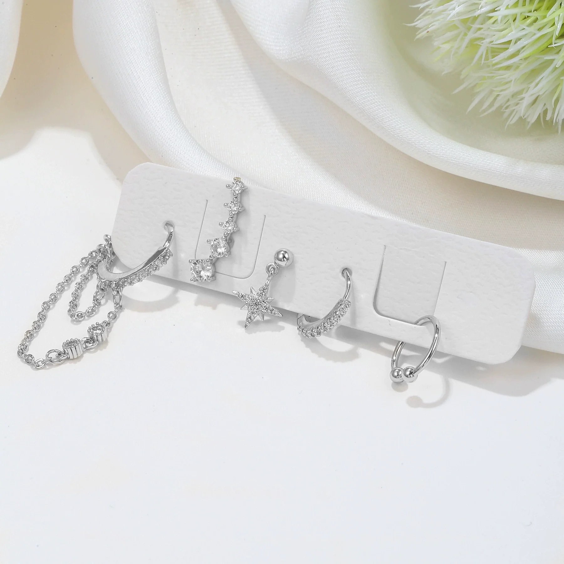 Wholesale Earrings Copper S925 Silver Plated Star Pattern Inlaid Zircon Tassel Simple Fashion - Image 4