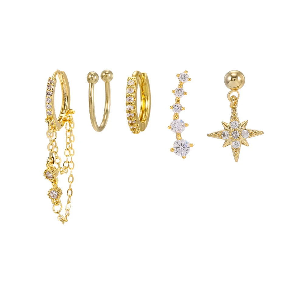 Wholesale Earrings Copper S925 Silver Plated Star Pattern Inlaid Zircon Tassel Simple Fashion - Image 5