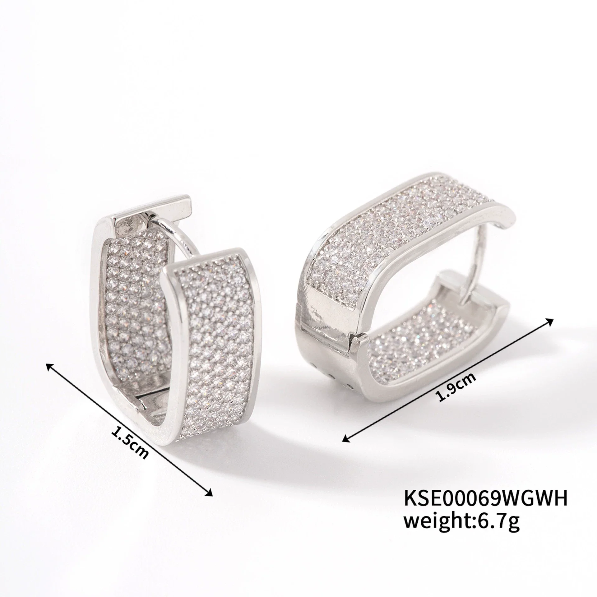 Wholesale Earrings Copper U Shape Microinlaid With Diamond Electroplating Light Luxury Style - Image 7